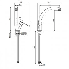 Fima Carlo Frattini Kitchen Смеситель для кухни, на 1 отв., Serie 22, цвет: хром