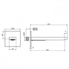 Fima Carlo Frattini Zeta Излив для ванны, настенный, 20см., цвет: хром