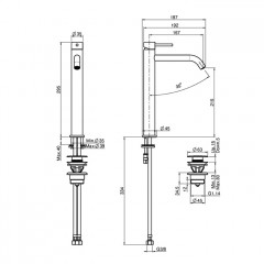 FIMA|Carlo Frattini Spillo Up Смеситель для раковины, высота 295 мм., излив 167 мм., с донным клапаном click-clack, цвет золото
