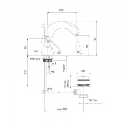 FIMA|Carlo Frattini Herend Смеситель для раковины, на 1 отверстие, с донным клапаном, цвет хром