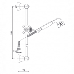 FIMA|Carlo Frattini Wellness Душевая штанга с ручным душем и шлангом 1500 мм., цвет бронза