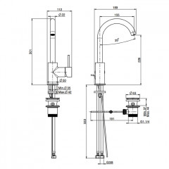 Fima Carlo Frattini Spillo Up Смеситель для раковины, на 1 отв., с донным клапаном, цвет: чёрный матовый