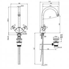 Fima Carlo Frattini Olivia Cмеситель для раковины, на 1 отв., с донным клапаном, цвет: золото