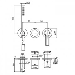 Fima Carlo Frattini Mast Смеситель для душа, встраиваемый, на 2 источника с ручным душем, цвет: золото
