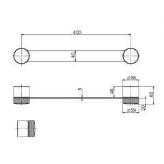 FIMA|Carlo Frattini Texture Collection Полотенцедержатель 400 мм., дизайн "H", без накладок, цвет хром