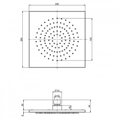 FIMA|Carlo Frattini Spillo Steel Верхний душ 200x200 мм., квадратный, цвет INOX