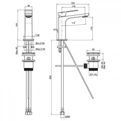 FIMA|Carlo Frattini Fit Смеситель для раковины на 1 отв, с донным клапаном, h110мм излив 110мм, цвет: белый матовый