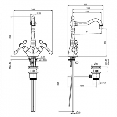 FIMA|Carlo Frattini Epoque Смеситель для раковины, на 1 отверстие, с вращающимся изливом, с донным клапаном, цвет бронза