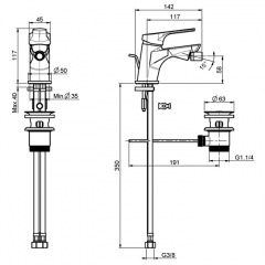 FIMA|Carlo Frattini Serie 4 Смеситель для биде, с донным клапаном, цвет хром