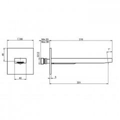 FIMA|Carlo Frattini Fit Излив для настенного монтажа 201мм, цвет: черный матовый
