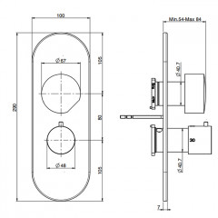 FIMA|Carlo Frattini So Смеситель для душа встроенный, термостатический, без ручки, с переключателем на 2/3 источника, внешняя часть, цвет хром