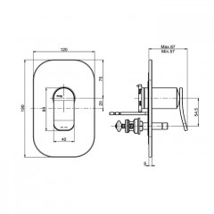 Fima Carlo Frattini, Bathroom Flo' Смеситель для душа, однорычажный, с переключателем на 2 источника, без внутр. части, цвет-хром