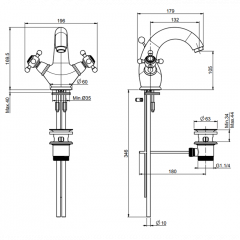 FIMA|Carlo Frattini Elizabeth Смеситель для раковины на 1 отверстие, с донным клапаном, цвет золото