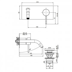 Fima Carlo Frattini Spillo Tech Cмеситель для раковины, встраиваемый, излив: 12.3см., цвет: чёрный матовый