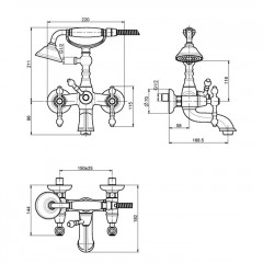 FIMA|Carlo Frattini Epoque Смеситель для ванны внешнего монтажа, с душевым комплектом, цвет хром