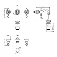 Fima Carlo Frattini Epoque Смеситель для раковины, встраиваемый, излив: 15.9см., цвет: золото