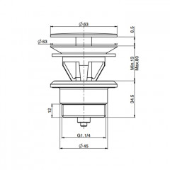 Fima Carlo Frattini, Bathroom Sottolavabo, Донный клапан, всегда открытый, 1 1/4", форма крышки-круглая, материал крышки-латунь, цвет крышки-хром
