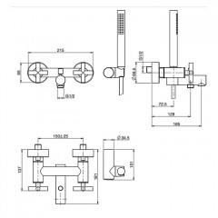 Fima Carlo Frattini Maxima Смеситель для ванны, настенный, с ручным душем, цвет: чёрный матовый