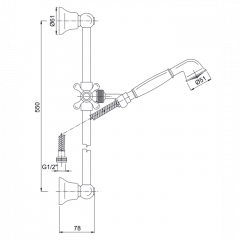 FIMA|Carlo Frattini Wellness Душевая штанга с ручным душем и металлическим шлангом 1500 мм., цвет хром