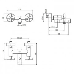 Fima Carlo Frattini Maxima Смеситель для ванны, настенный, цвет: чёрный матовый