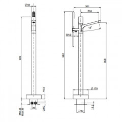 Fima Carlo Frattini Nomos Go Смеситель для ванны, напольный, с ручным душем, цвет: хром