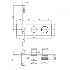 Fima Carlo Frattini Texture Collection Смеситель для душа, встраиваемый, с переключателем на 2 выхода, с ручным душем, цвет: хром