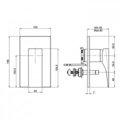 FIMA|Carlo Frattini Zeta Смеситель для душа встроенный, с переключателем на 2 источника, внешняя часть, цвет хром