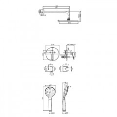 FIMA|Carlo Frattini Wellness Душевой комплект с верх душем 250мм, наст держ 350мм, душевым комплектом, смес встр на 2 источн, внутр часть, цвет хром