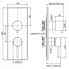 FIMA|Carlo Frattini Spillo Steel Смеситель для душа встроенный, с переключателем на 2/3 источника, внешняя часть, цвет INOX