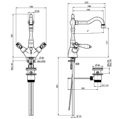 FIMA|Carlo Frattini Herend Смеситель для раковины, на 1 отверстие, с поворотным изливом, с донным клапаном, цвет бронза
