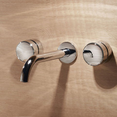 FIMA|Carlo Frattini Texture Collection Смеситель для раковины, настенный монтаж, на 3 отв, изл 150 мм, ручки "H", без накладок, внешняя часть, цв хром