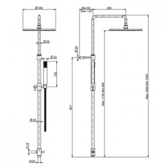 FIMA|Carlo Frattini Wellness Душевая стойка с верхним душем 300 мм. и душевым комплектом, цвет хром