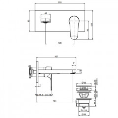 Fima Carlo Frattini Serie 22 Cмеситель для раковины, встраиваемый, излив: 15.4см., цвет: хром