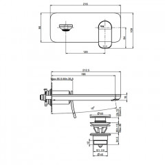 Fima Carlo Frattini Flo Cмеситель для раковины, встраиваемый, излив: 19.6см., цвет: чёрный матовый