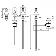 FIMA|Carlo Frattini Olivia Смеситель для биде, на 3 отверстия, без излива, с донным клапаном, цвет бронза