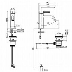 Fima Carlo Frattini Spillo Up Смеситель для раковины, высота 152 мм., излив 117 мм., с донным клапаном, цвет: чёрный матовый