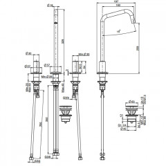 Fima Carlo Frattini So Смеситель для раковины, на 3 отв., с донным клапаном, цвет: чёрный матовый