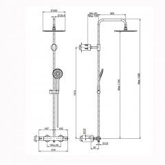 FIMA|Carlo Frattini Serie 22 Смеситель для душа внешнего монтажа, с душевой стойкой, верхним душем 250 мм. и ручным душем, цвет хром