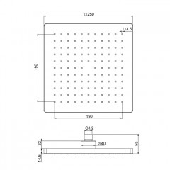 FIMA|Carlo Frattini Wellness Верхний душ из ABS 250х250 мм., квадратный, цвет хром