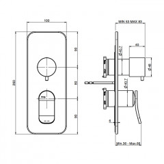 Fima Carlo Frattini, Bathroom Flo', Смеситель для душа, однорычажный, встраиваемый, с переключателем на 2/3 источника, без внутр. части, цвет-хром