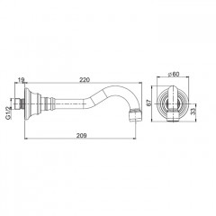FIMA|Carlo Frattini Wellness Излив для настенного монтажа, длина 209 мм., цвет золото