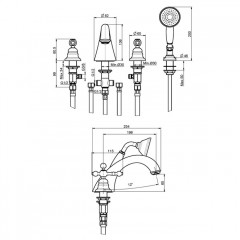 FIMA|Carlo Frattini Epoque Смеситель на борт ванны, с душевым комплектом, цвет хром