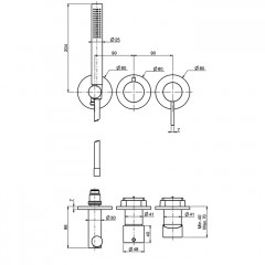 Fima Carlo Frattini Spillo Up Смеситель для душа, встраиваемый, с переключателем на 2 источника, с ручным душем, цвет: чёрный матовый