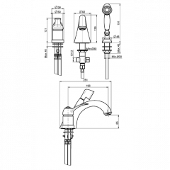 FIMA|Carlo Frattini Lamp Смеситель на борт ванны, с душевым комплектом, цвет бронза