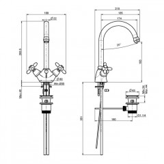 FIMA|Carlo Frattini Olivia Смеситель для раковины, на 1 отверстие, вращающийся излив, с донным клапаном, цвет хром