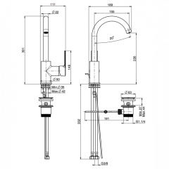 FIMA|Carlo Frattini Mast Смеситель для раковины, вращающийся излив, с донным клапаном, цвет хром