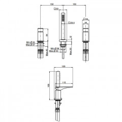Fima Carlo Frattini Zeta Смеситель на борт ванны, на 3 отв., с ручным душем, цвет: чёрный матовый