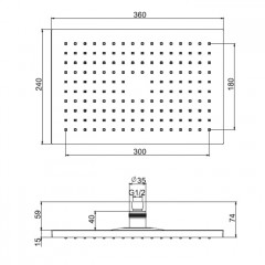 FIMA|Carlo Frattini Wellness Верхний душ из ABS 360х240 мм., прямоугольный, цвет хром