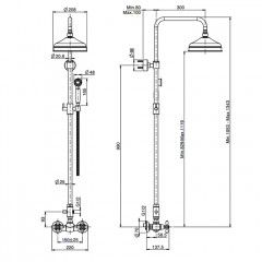 Fima Carlo Frattini Olivia Душевая стойка, верхний душ 20см., со смесителем, с ручным душем и держателем, цвет: золото
