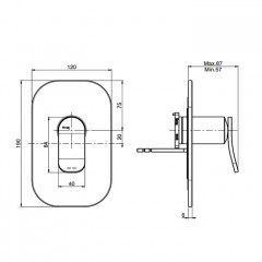 Fima Carlo Frattini, Bathroom Flo', Смеситель для душа, однорычажный, встраиваемый,на 1 отв., без внутр. части, цвет-хром